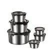 Caja de Almacenamiento de Acero Inoxidable 304 de Grado Alimenticio Transfronteriza con Tapa, Recipiente Sellado, Caja para Frutas, Lonchera para Uso en Refrigerador Doméstico