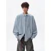 Camisa de Solapa a Cuadros Pesada Americana para Hombre Primavera Tendencia Marca Estilo Universitario Manga Larga Camisa Retro Holgada Versátil Chaqueta
