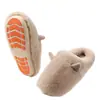 Zapatillas de Felpa de Algodón con Orejas Pequeñas para Mujer, Invierno, con Felpa Adicional, Suela Gruesa Cálida, Corazón Lindo Femenino, Zapatillas Cerradas de Piel para el Hogar