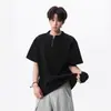 2026 High Street Pesado Desestructurado Media Cremallera Manga Corta Verano Nuevo Diseño Casual Talla Grande Camiseta Top para Hombres y Mujeres