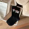 Calcetines de Lana para Otoño e Invierno Espesos Lindos Sombrero Rojo Cachorro Versátiles Cálidos Estilo Japonés Color Sólido Sencillos Dibujos Animados Calcetines Largos