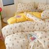 Juego de cama de cuatro piezas de terciopelo de grano de alto peso con hilo de doble capa de clase A, funda de edredón estampada con patrón de dibujos animados, ropa de cama para niños