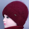 Gorro tejido, bufanda cálida para la abuela, gorro de algodón al por mayor, conjunto para mujer para mamá, gorro de lana para mediana edad y personas mayores, engrosado para otoño e invierno