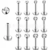 Brincos de Titânio F136 com Rosca Interna, Piercings de Osso da Orelha com Pedra, Bases para Piercing de Lábio, Joias de Piercing de Titânio F136, Estilo Minimalista