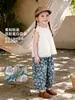 Ropa Infantil Amira 2026 Verano Nuevos Pantalones Casuales Infantiles Estilo Vintage Acuarela Floral Artístico Holgados
