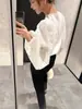 Camisa de Encaje Blanco con Mangas Abullonadas Qianhe para Primavera Temprana para Mujer, Diseño Holgado, Estilo Retro Japonés de Nicho para el Trabajo