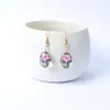Pendientes de Mujer de Nuevo Estilo Transfronterizos Ganchos Dorados para Oreja Flor Real Árbol Hechos a Mano Pendientes de Narciso Flor de Cerezo