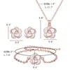 Conjunto de Collar, Aretes y Pulsera de Flor de Rosa, Juego de Joyería Chapado en Oro de 14K para Mujer, Directo del Fabricante