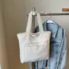 Bolsa de Lona Estilo Coreano Gran Capacidad para Estudiantes, Bolso de Hombro Tendencia Nueva Artístico Estilo Harajuku para Mujer, Color Sólido Casual