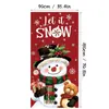 Cubierta de puerta navideña de venta caliente transfronteriza con estampado de muñeco de nieve de poliéster para decoración y ambientación de fiesta navideña en casa