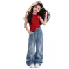 Conjunto de Verano para Niñas 2026 Nueva Moda Infantil Chaleco Ropa de Verano Estilo Coreano Conjunto de Mezclilla para Niñas Sensación de Alta Gama