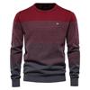 Suéter de Algodão Marca AIOPESON Masculino Moda Casual Gola Redonda Listrado Pulôveres Suéter Tricotado Masculino Novo Inverno Quente Suéteres Masculinos