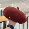 Boina de Lana Nube Grande para Mujer de Otoño e Invierno Estilo Retro Coreano Dulce Versátil Adelgazante para la Cara Sombrero de Artista de Moda