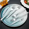 Elegante Juego de Cubiertos de Acero Inoxidable 304 para el Hogar: Cuchillo para Bistec, Tenedor, Cuchara, Cucharita de Postre y Café, Tenedor de Frutas, Cuchara para Mezclar