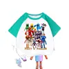 Camiseta raglan infantil de algodão puro com estampa color block para menino, verão, casual, do restaurante da influenciadora Susie