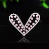 Broche de Corazón Completo de Pedrería Rosa y Blanco Doble Color Circonita Incrustada Elegante Accesorio Versátil para el Trabajo / Citas