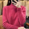 Suéter de malha pullover pronto para usar com gola alta e cruzado, qualidade superior, 2023, para mulheres, fleece Andy, camada base de manga longa para outono/inverno, novo estilo