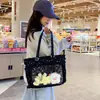 Nueva Bolsa de Hombro Ligera Cruzada Transparente con Insignia Estilo Japonés de Alta Apariencia Color Caramelo Chica Dulce