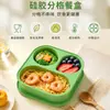 Caja de Snacks de Silicona, Fiambrera Portátil a Prueba de Fugas, Fiambrera Apta para Microondas, Fiambrera Compartimentada de Silicona de Grado Alimenticio