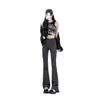 Calça Flare Cross-border Cinza Micro-lar Feminina Nova Estilo Americano Spice Girls Cintura Alta Modeladora Longa Alta Primavera