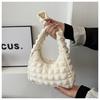 Bolso a cuadros de tela burbuja dulce fresca bolso de mujer moda simple coreana portátil hombro axila