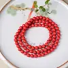 Pulseira de Cinnabar Roxo Dourado de Conteúdo Alto e Baixo com Três Círculos, Pulseira de Areia Vermelha Areia Imperial para Homens e Mulheres, Aproximadamente 6-8mm, Atacado