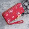 Bolsa Feminina Longa Versátil com Zíper Duplo Estilo Coreano Estudante Flor Grande Capacidade Bolsa para Celular Bolsa de Mão Carteira de Moedas Macia Venda por Atacado