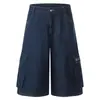 Shorts de Mezclilla con Bordado de Lunares por Toda la Tela Estilo Coreano, Bolsillos Múltiples, Corte Holgado Unisex, Pantalones Cortos Casuales de Moda