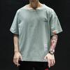 Camiseta Masculina de Manga Curta Bordada Novo Estilo Coreano Tamanho Grande Estudante Masculino Verão Fina Solta Gola Redonda Manga Curta Camiseta Masculina