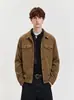 Chaqueta de pana de doble capa, estilo otoñal y sofisticado, con bolsillos interiores, moderna, corte holgado, casual y versátil.