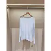 Camiseta de punto de modal y seda de corte holgado para mujer con diseño de puntadas visibles, top básico versátil, protección solar y transpirable con mangas largas