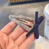 Nuevo Clip de Pelo BB con Lazo de Terciopelo de Contraste Otoño e Invierno Moda Retro para Niña Flequillo Roto Pinza para el Cabello de Niños