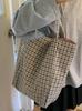 Bolsa para Ropa de Clase de Estudiante Bolsa Tote de Gran Capacidad Estilo Preppy Ins Bolso de Hombro Bolso tipo Satchel a Cuadros Literario Bolsa Grande