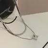 Collar con Letra H Metálica de Acero de Titanio de Doble Capa Apilada, Accesorios de Collar Personalizados de Alta Gama Simples y Modernos
