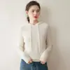 Item Versátil! Suéter de Cashmere com Capuz para Outono e Inverno, Caimento Solto para Mulheres, Pulôver Tricotado Camada Base