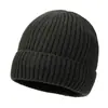 Gorro de Lana para Hombre de Invierno con Forro de Felpa Cálido de Color Sólido Tejido Gorro de Orejera de Moda para Hombre a Prueba de Frío para Ciclismo Gorro de Punto