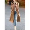 Marca de Outlet Retirada de Balcão Estilo Coreano Luxo Acessível Cadarço Longo Corta-vento Feminino Roupa de Outono/Primavera Outwear Cáqui Outwear