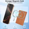 Compatible con Apple y Android, tarjetero magnético universal para teléfono de cuero PU con ranura para tarjeta extraíble y anillo magnético MagSafe