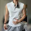 Chaleco Patchwork Desestructurado para Hombre, Camiseta de Fitness de Verano con Media Cremallera Estilo Americano con Diseño de Cuello Alto, Top Casual