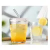 Copo de Água de Vidro Estilo Bambu Popular Mais Vendido para Mulheres, Copo de Vidro de Alto Valor Estético, Copo de Leite, Copo de Suco, Copo para Bebidas com Logo