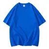 Camiseta feminina de algodão de Xinjiang 300g peso pesado estilo fresh menta verde sólida gola redonda manga curta masculina e feminina para usar por baixo solta confortável