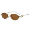 Moda Novo Luxo Diamante Óculos de Sol Femininos High-End Sem Aro Oval Óculos de Sol Estilo de Rua Modernos 5007