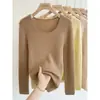 Baicai Terciopelo Colección Otoño/Invierno Nueva: Suéter de cachemira multicolor, corte ajustado, acanalado, suave y cómodo para mujer, cuello en U, tejido de punto pullover