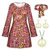 Amazon Halloween Ropa de Mujer Transfronteriza Años 70 80 Disfraz Hippie Vestido Estampado Hiyab