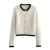 Exportación Transfronteriza Otoño 2024 Nuevo Cárdigan Chaqueta Tejida con Botones Decorados Estilo Pequeño Fragante Suéter para Mujer A336