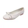 Versión de Piel de Vaca del Mismo Estilo que Frida Girl~Zapatos de Ballet de Cuero Exquisitos con Perlas, Punta Cuadrada, Moño y Escote Bajo