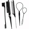 Set de peluquería en stock transfronterizo: Set de Tres Piezas con Peine de Cola Fina de Acero, Peine Separador y para Mechas, Pincel para Cejas de Doble Punta, Peine para Bordes y Peine de Cardado