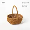 Arranjo de Flores de Piquenique Criativo com Laço Pequena Cesta de Flores Portátil Mini Cesta de Bambu Trançado em Madeira para Flores e Frutas