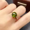 Anel de Peridoto Natural Transfronteiriço Acessórios Femininos Nicho Alta Qualidade Joias de Prata 925 9*9 Moda Venda Direta da Fábrica