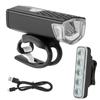 Luz delantera de bicicleta con carga USB, luz delantera y trasera, ideal para bicicletas de montaña, equipo para montar al aire libre.